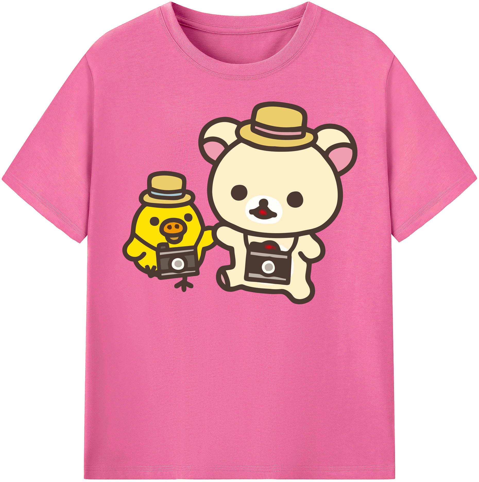 （画像用） リラックマ リラックマ キイロイトリ Rilakkuma Korilakkuma Kiiroitori レディースカジュアルプリントTシャツ（綿100％）